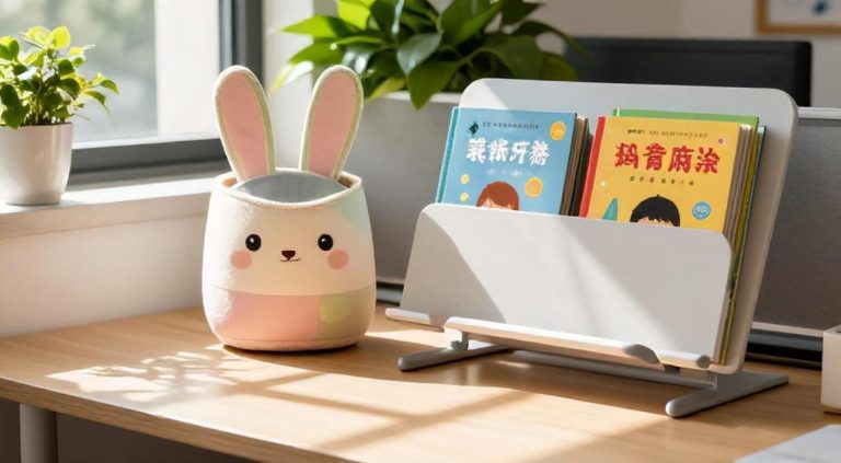 Melhores Achadinhos Escritório 2026: Lixeira de Mesa Infantil Coelhinho e Suporte Ajustável para Livros (2 Produtos Indispensáveis!)